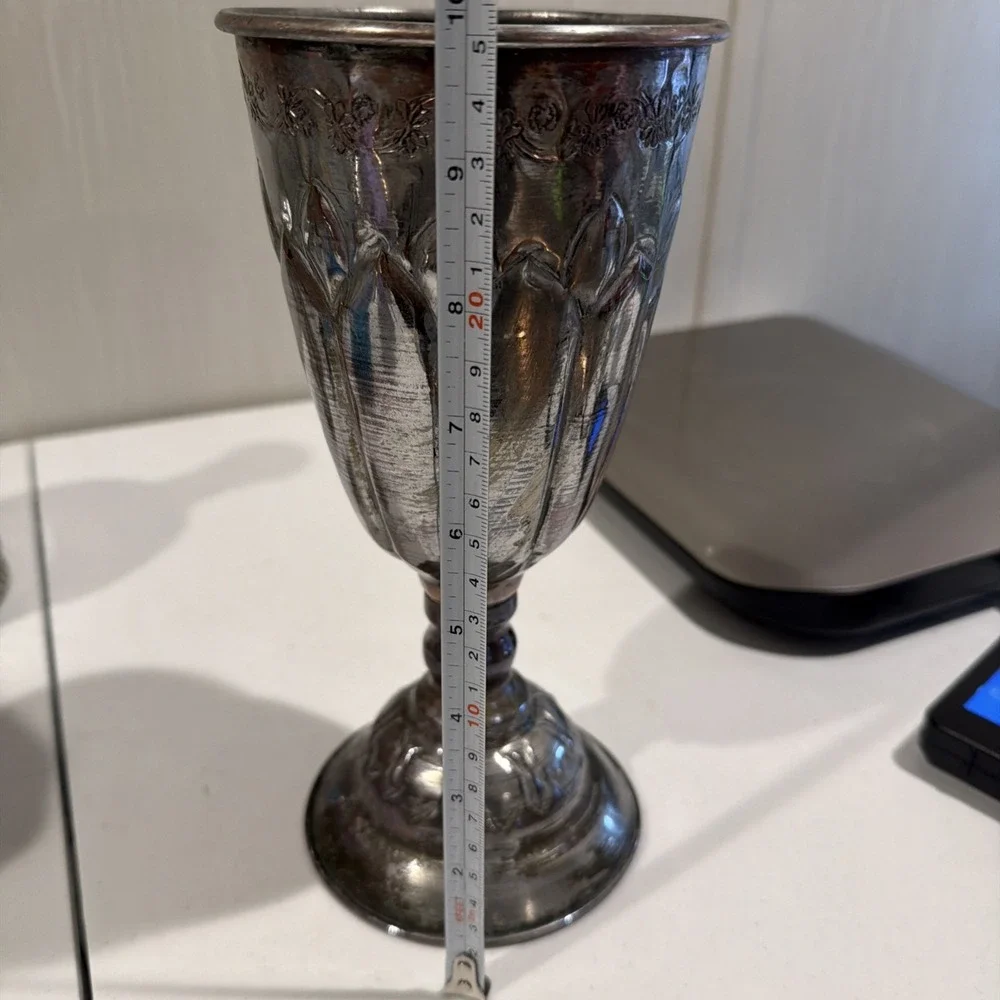 Vtg Tin Washed Copper? Chalice Goblet Vase Marked GS‎ Made In Egypt  10